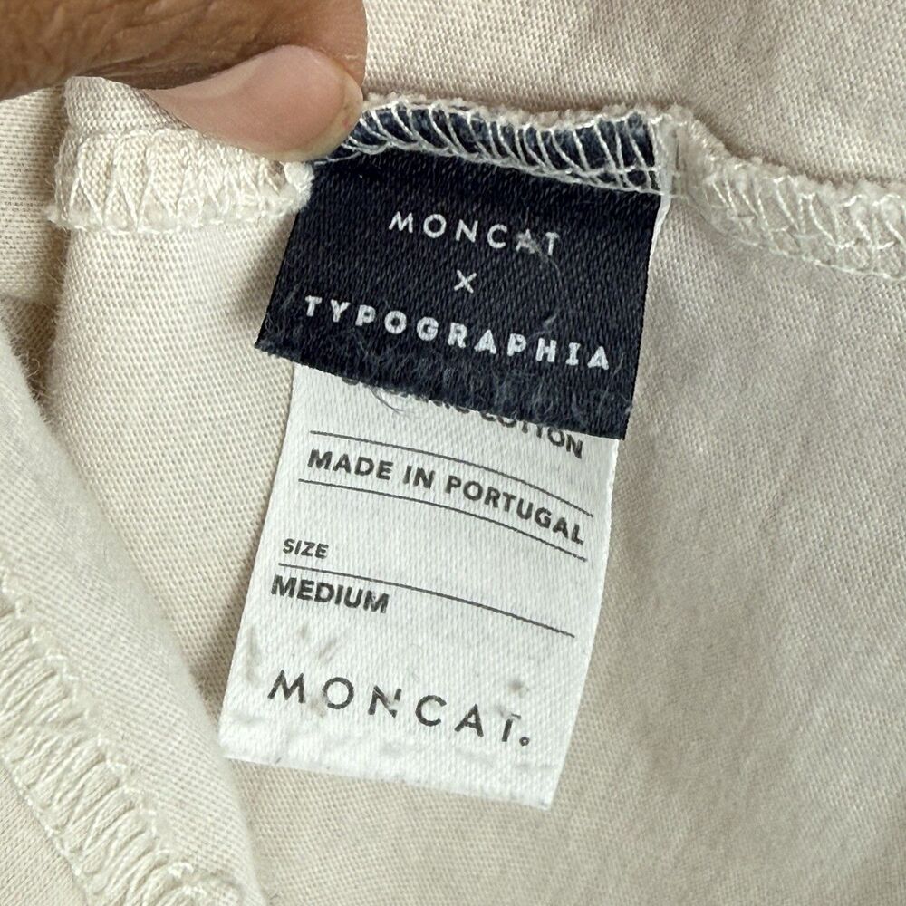 Moncat Typographia Women’s Graphic T-Shirt Size M Beige Organic Cotton - Picture 7 of 16